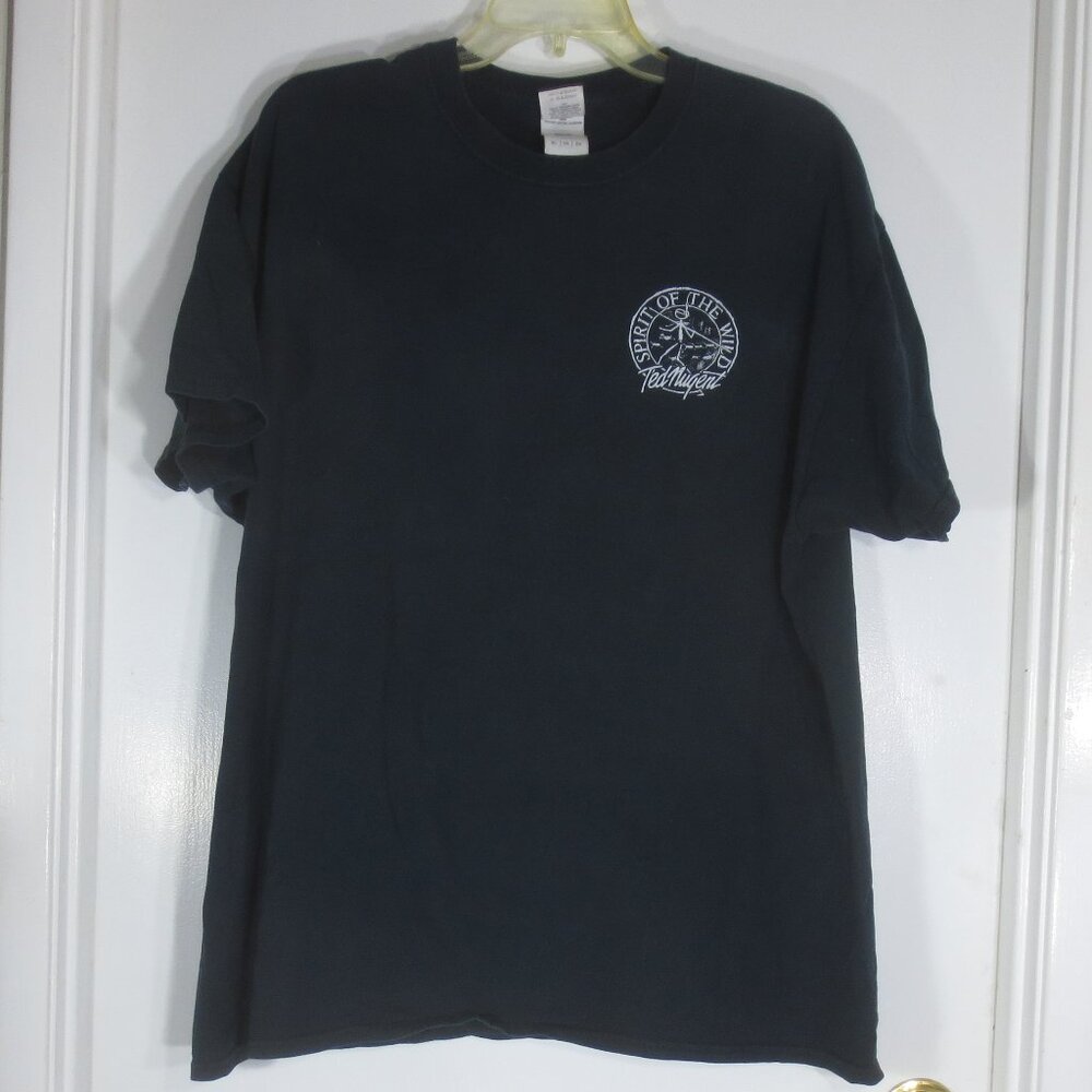 90s Tour Shirt Black Ted Nugent Graphic Cotton Short Sleeve Tee Unisex Size XL